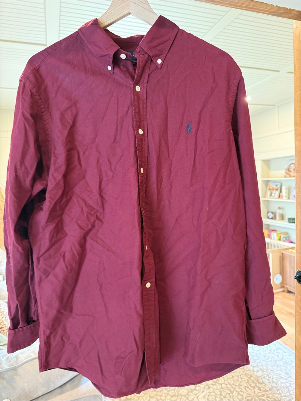 Ralph Lauren Burgundy Long-Sleeve Button-Up Shirt